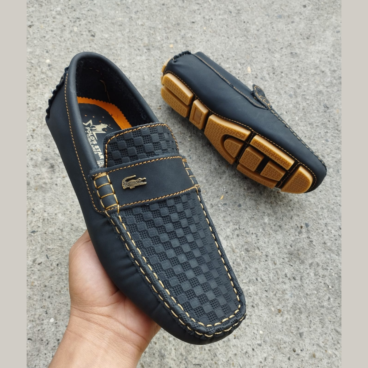 Mocasin Negro H Costuras x Miel 213