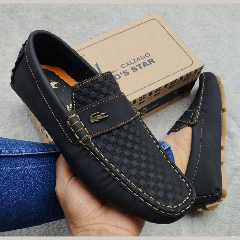 Mocasin Negro H Miel Pin Metalico Rep 213